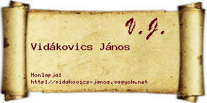 Vidákovics János névjegykártya